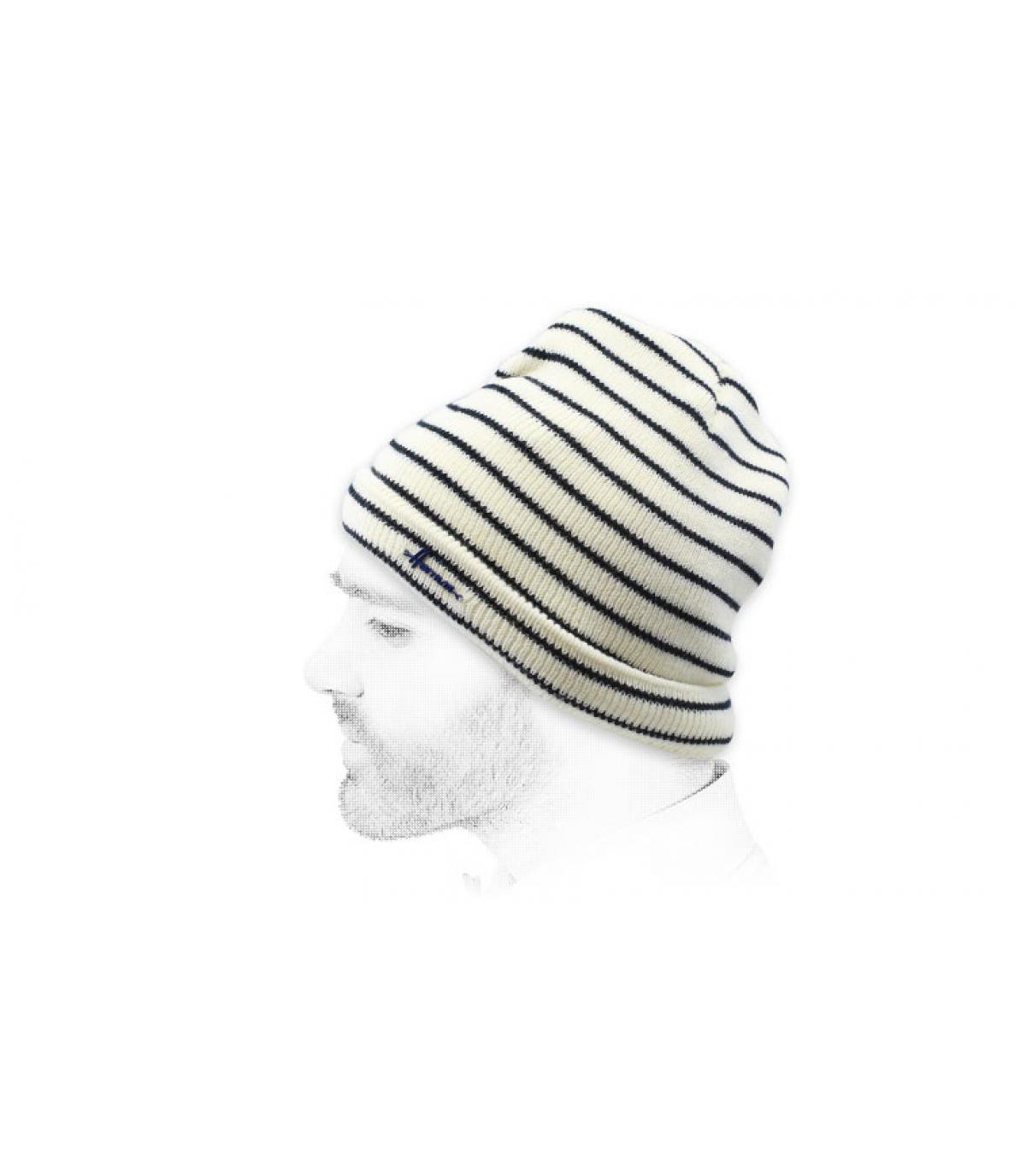 black white striped beanie Gauthier offwhite